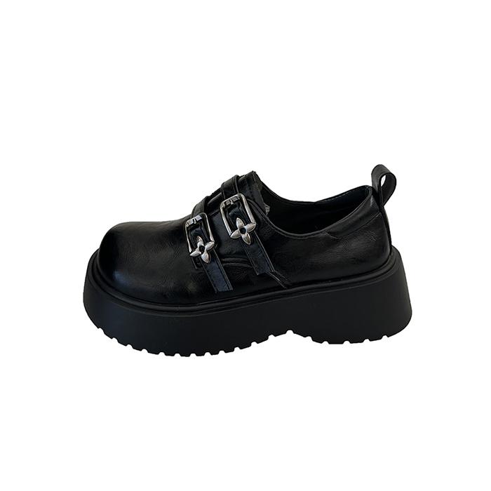 

2026 New Women s Square Heel Shoes Autumn New Round Head Deep Mouth Thick Bottom Belt Buckle Anti-slip Wear-resistant Shoes 39 чорний