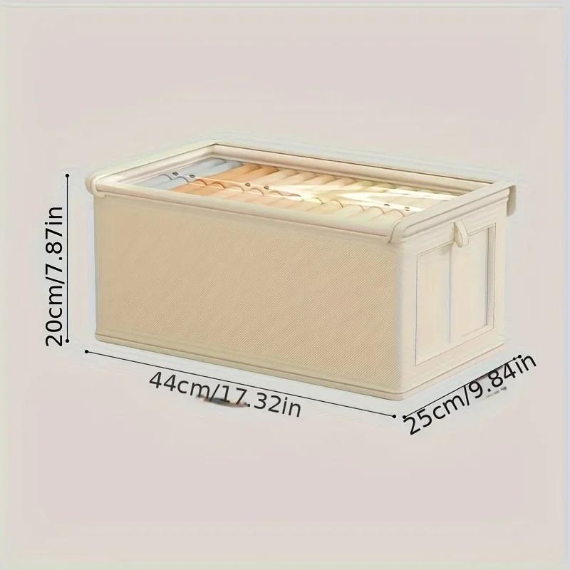 

Large Foldable Canvas Storage Box with Clear Window - Organize and Store Clothing Space-Saving Home Closet Organizer Cute box