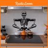 Smiling Skeleton Halloween Glass Showcase Bedroom Home Decoration Wall Stickers