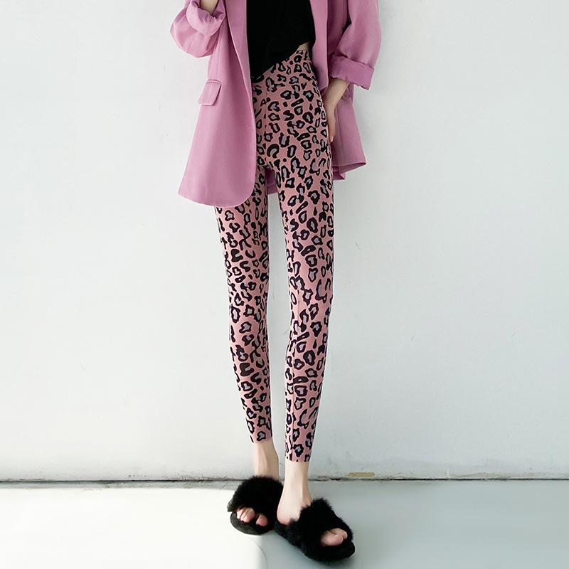 695 Autumn/Winter Leopard Print Faux Cashmere Shark Leggings - Warm, Thickened, Korean Style Slimming Nine-Point Pants