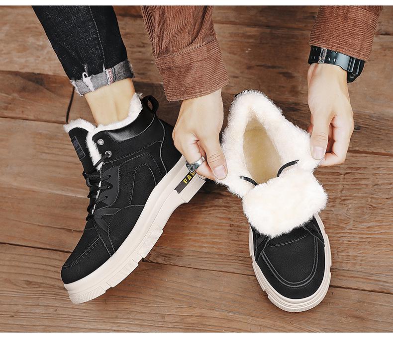 Men's Velvet-Lined High-Top Snow Boots - Warm Outdoor Winter Sports Martin Boots