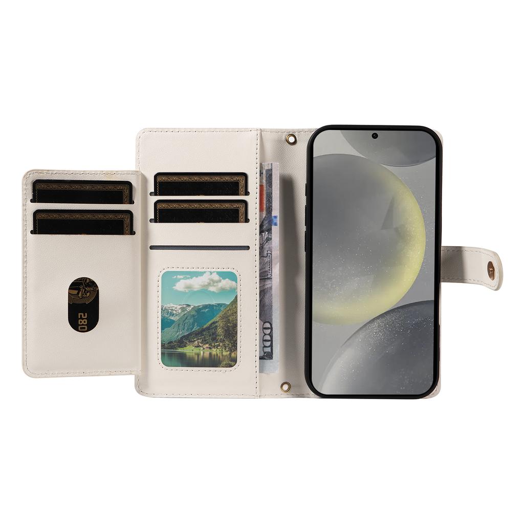 For Samsung Galaxy S24/Galaxy S25 Wallet Case with Straps,Rhombus Leather Stand Phone Cover