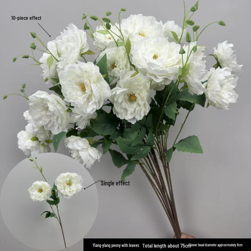 Lyxig Ylang-Ylang & Pion Konstgjord Blomsterarrangemang - Elegant Bröllopsdekor & Bordsmittpunkt