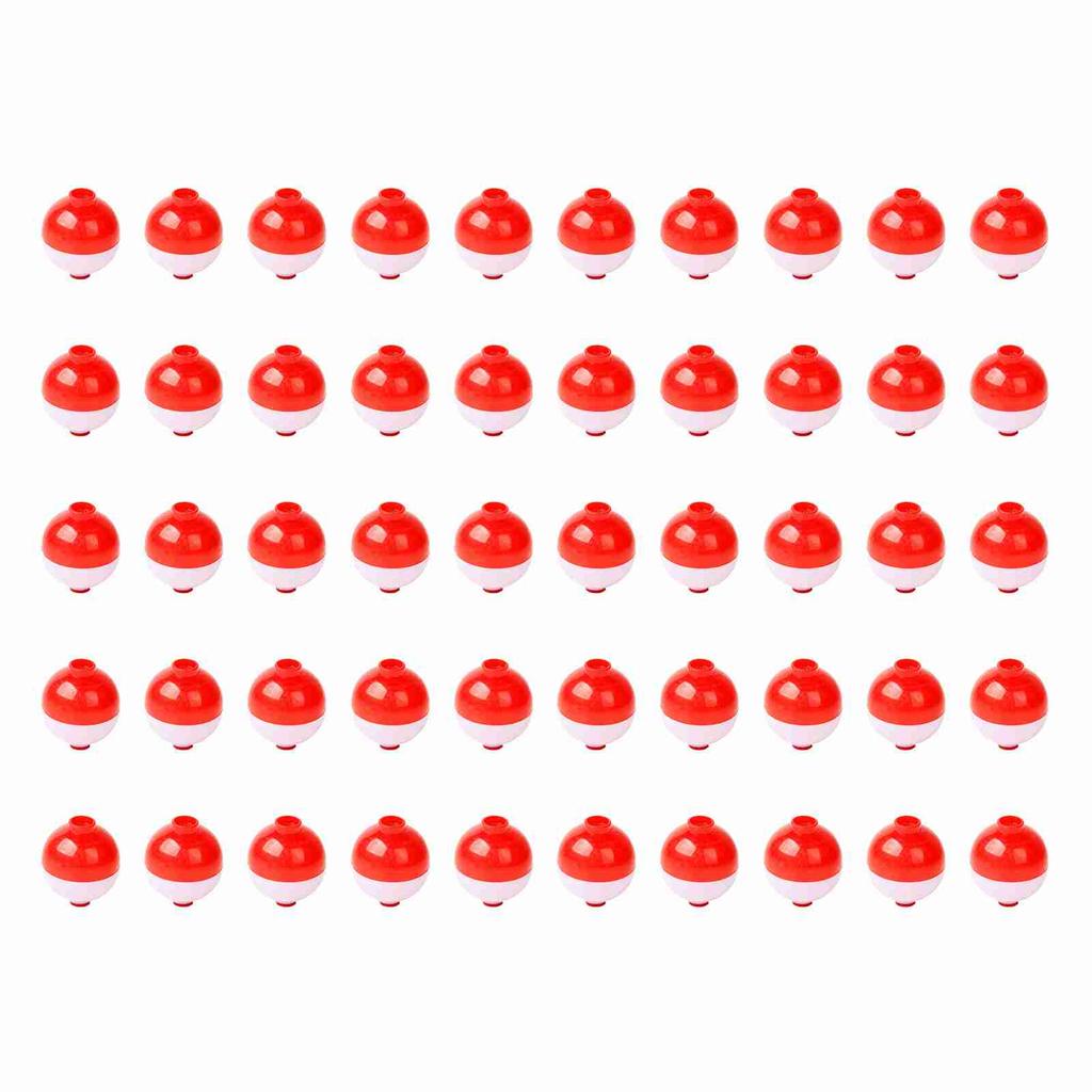 50pcs Fishing Bobbers 1 Inch Snap On Float Red and White Bobbers Push Button Round Buoy Floats Fishing Tackle