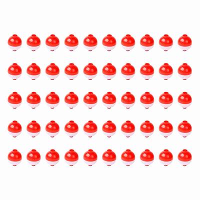 50pcs Fishing Bobbers 1 Inch Snap On Float Red and White Bobbers Push Button Round Buoy Floats Fishing Tackle