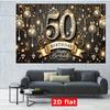 1 piece of 2D flat curtain for 50th birthday polyester photo background cloth party banner and flag birthday supplies