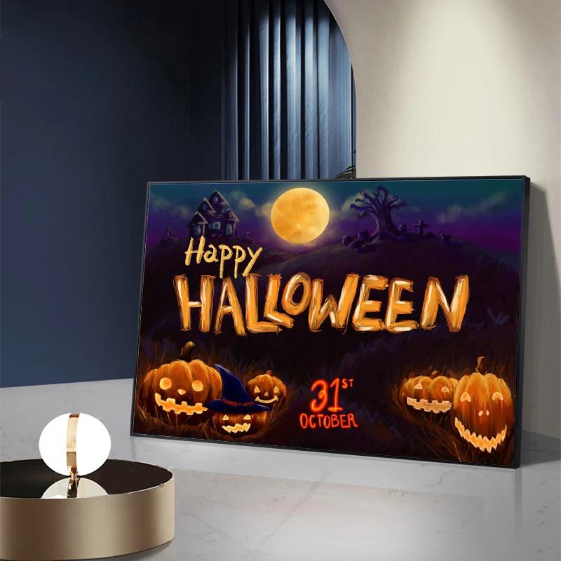 Happy Halloween Modern Canvas Wall Art for Bedroom & Living Room