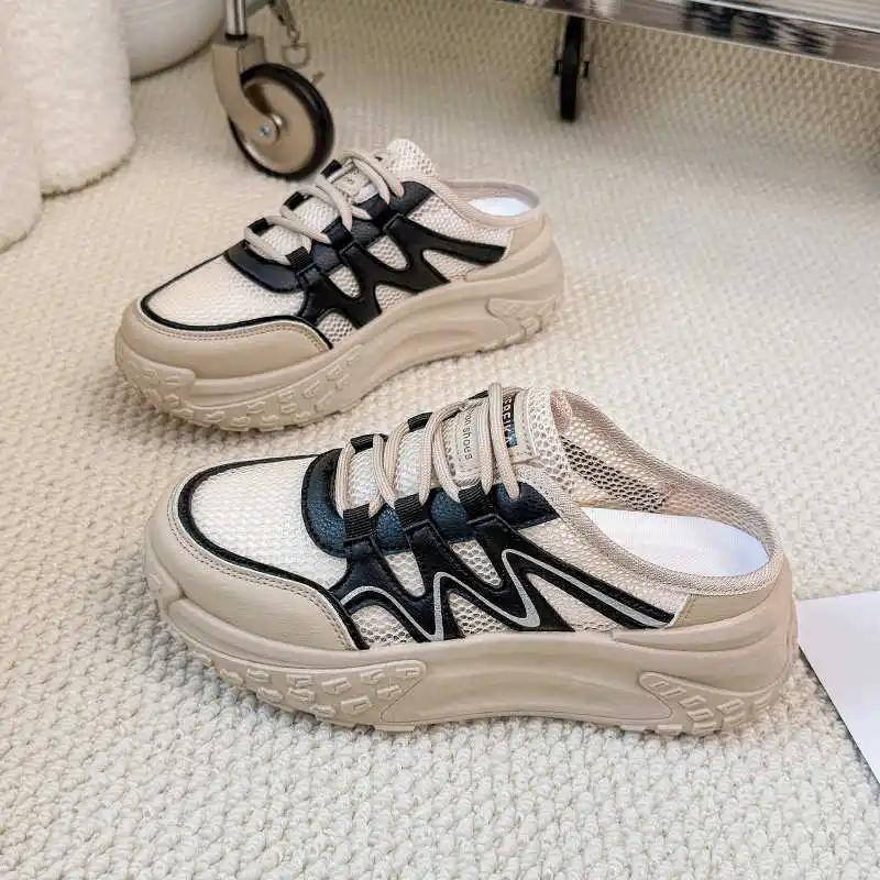 Fashion Legitimate Leather Thick Bottom Womens White Chunky Platform Shoes Girls' Shoes Size 44 High Heels Sneakers Sports Tenni