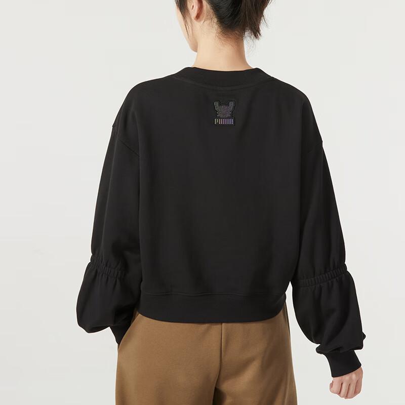 Puma Round Neck Printed Breathable Casual Long Sleeve Sweatshirt Women sweatshirt Black 625251-01