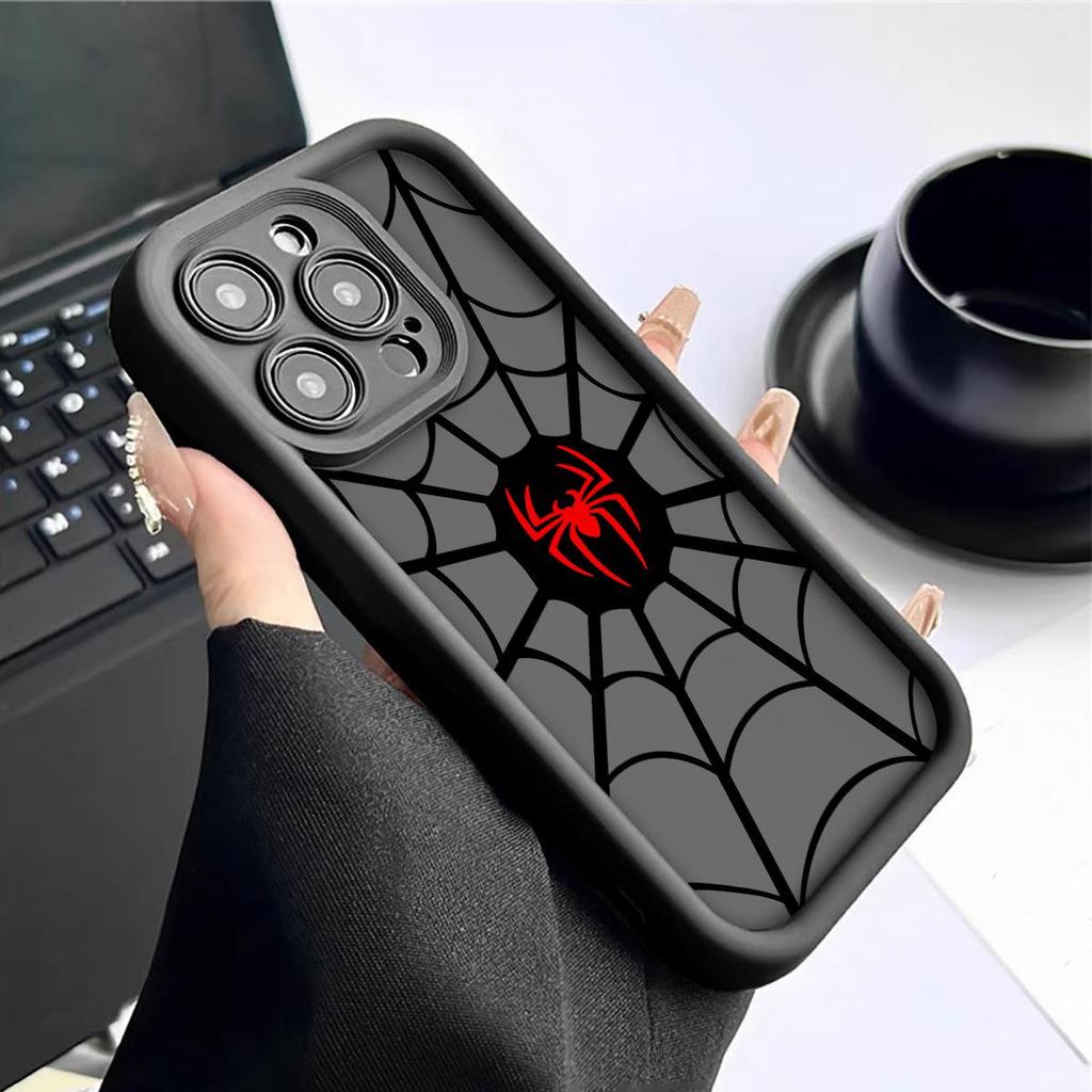 Black Groove Spider Web Phone Case for iPhone 15/16/17