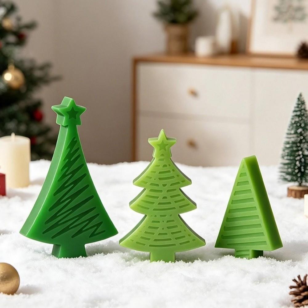 3 Cavity Christmas Tree Mold 3D Stripes Soap Mold Gift Making DIY Candle Mold  Xmas Decor