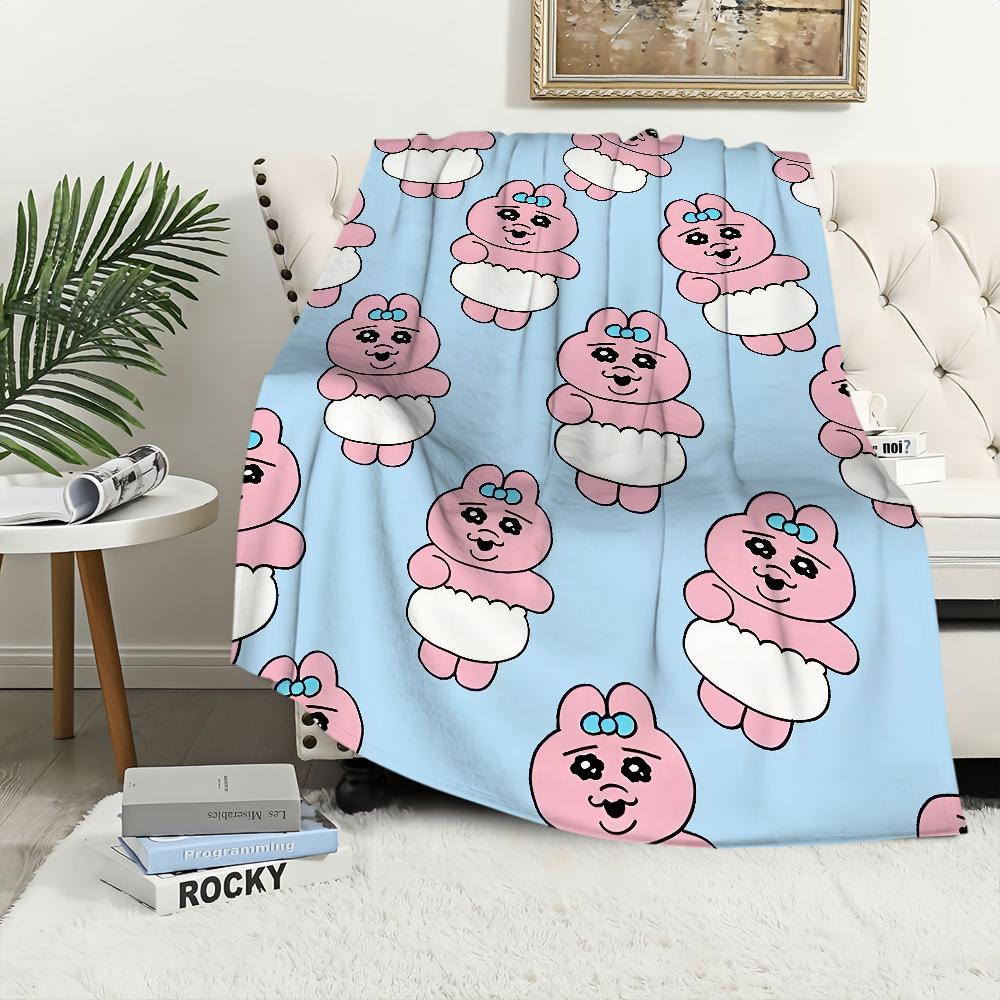 Blanket For Soft Cartoon O-Opanchu Throw Blanket for Picnic U-Usagi Bed Sofa Home Bedroom Cute Cozy Warm Bunny Comfortable