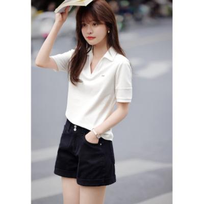 Casual POLO Collar Short-sleeved T-shirt Summer New Front Shoulder Short-sleeved T-shirt