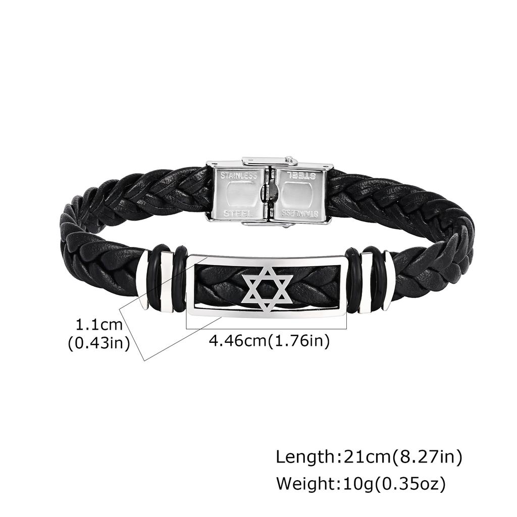 Hexagram Watch Strap Bracelet for Men,Stainless Steel Star of David Wristband,Trendy New Jewelry Gift