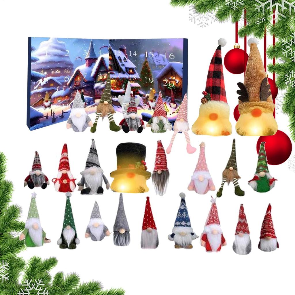 Christmas Advent Calendar 24-day Christmas Countdown Calendar Gnome Dolls Plush Toy 2026 New Year Holidays Kids Party Gifts Box