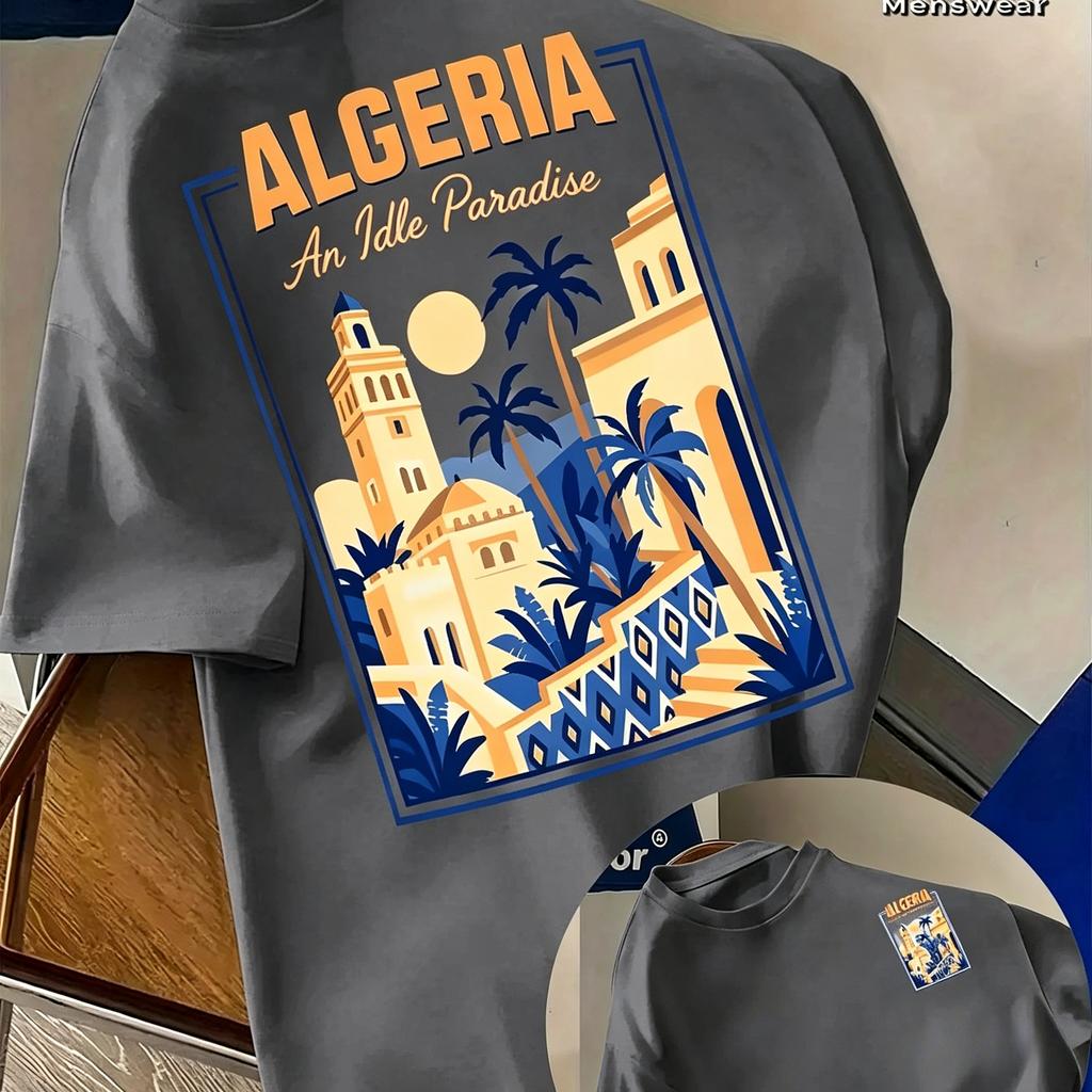 Algerisches Reise-Unisex-T-Shirt Ein untätiges Paradies Retro-Muster Streetwear Top