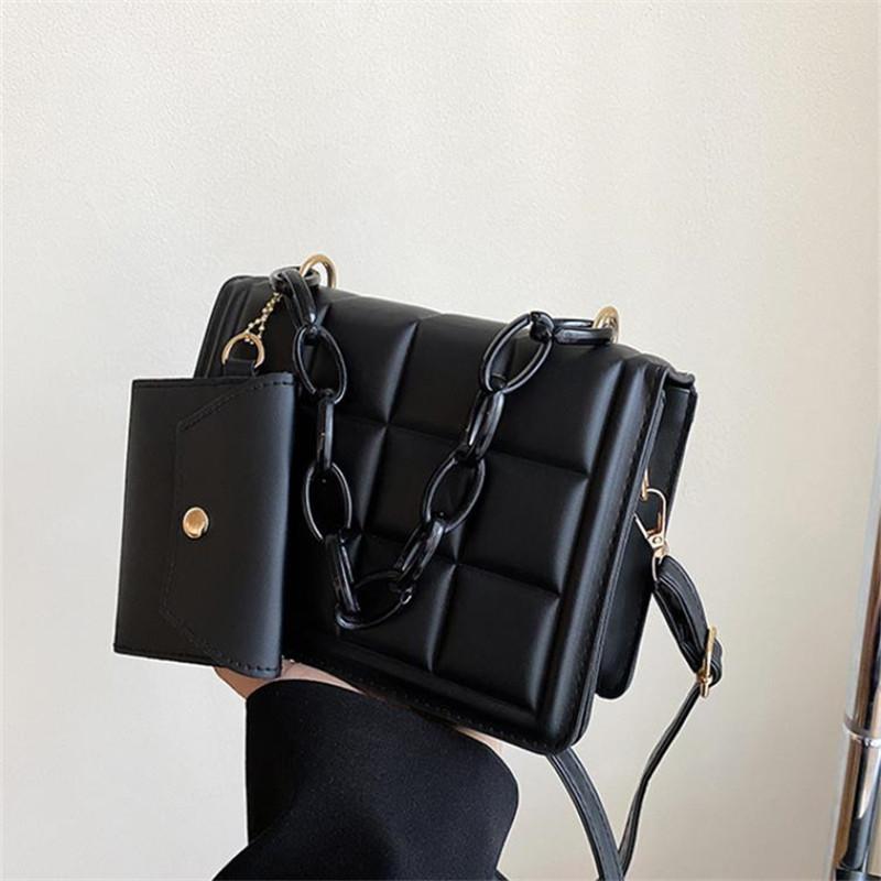 

Модная стеганая сумка с регулируемым ремешком, стильная сумка через плечо для женщин, кошелек через плечо с мини-мешочком для монет