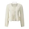Ribbon Neck Square Double Ruffle Blouse  Gq1sh009f 