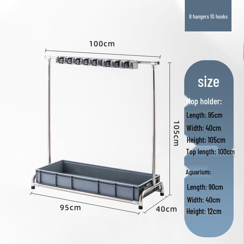 Movable Floor-Standing Stainless Steel Broom and Mop Holder