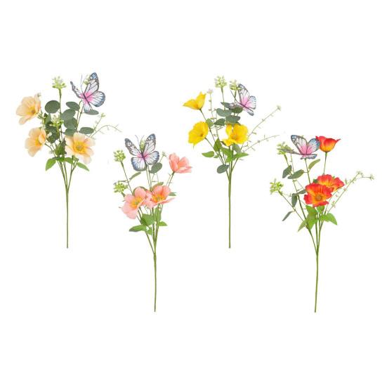Yousheng Artificial Wildflowers Bouquet Fake Flower Eucalyptus Stem with Butterfly Faux Silk Floral Arrangement for Farmhouse Table Centerpiece Home