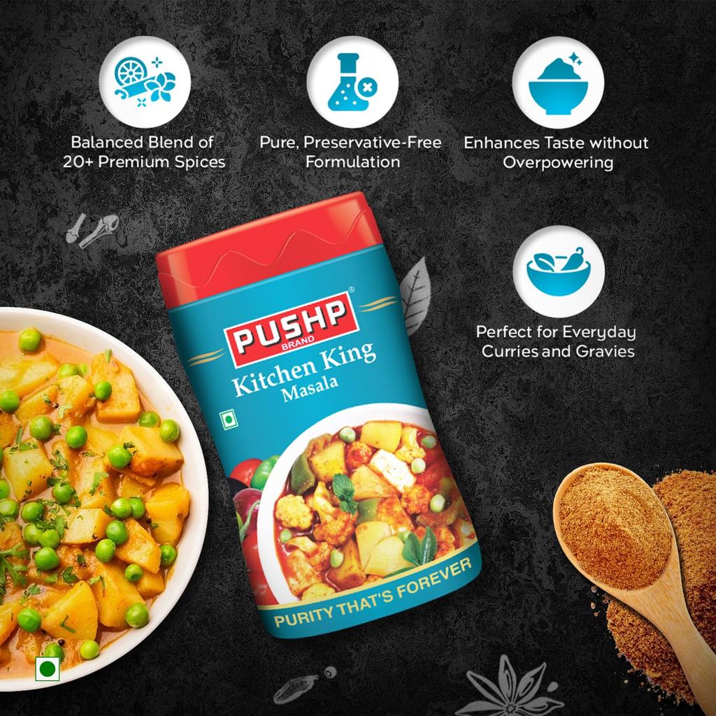Pushp Kitchen King Masala 500g Jar | Premium Indian Spice Blend For Daily Cooking | Flavorful Sabzi And Curry Seasoning