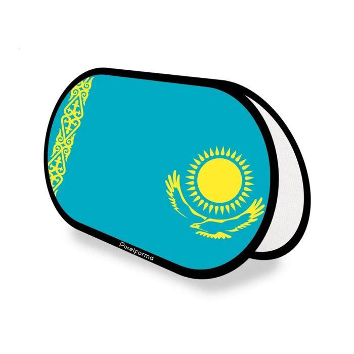 Drapeau Ovale - Kazakhstan - 70 x 120 cm - Polyester - Impression recto/verso - Pliable rétractable