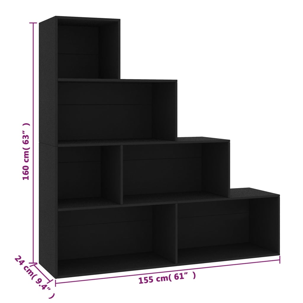 Bookshelf Room Divider Black 155 x 24 x 160 cm Engineered Wood