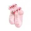 Girls Strawberry Print Ruffle Socks Breathable Eyelet Ankle Socks Cute Summer Cotton Boat Socks For Kids