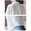 Women's White Embroidered Chiffon Shirt Long-Sleeve Casual Loose Blouse