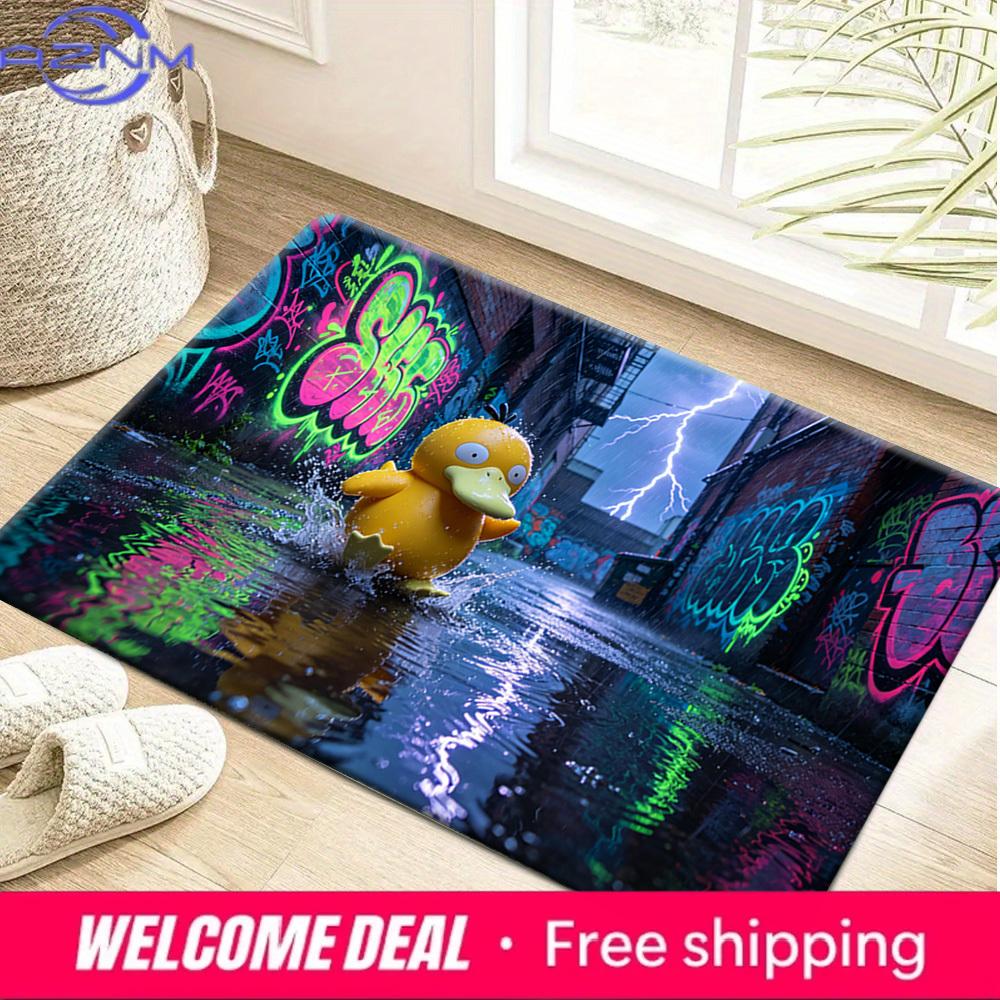 Psyduck Neon Graffiti Street Non-Slip Doormat Soft Floor Mat 40x60cm(15x23 in)