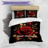 3PC Custom Name Roses Elegance Bedding Set Printed Bedding Set Duvet Cover Closure Includes 1 Duvet Cover & 2 Pillowcases for All Seasons Bedroom