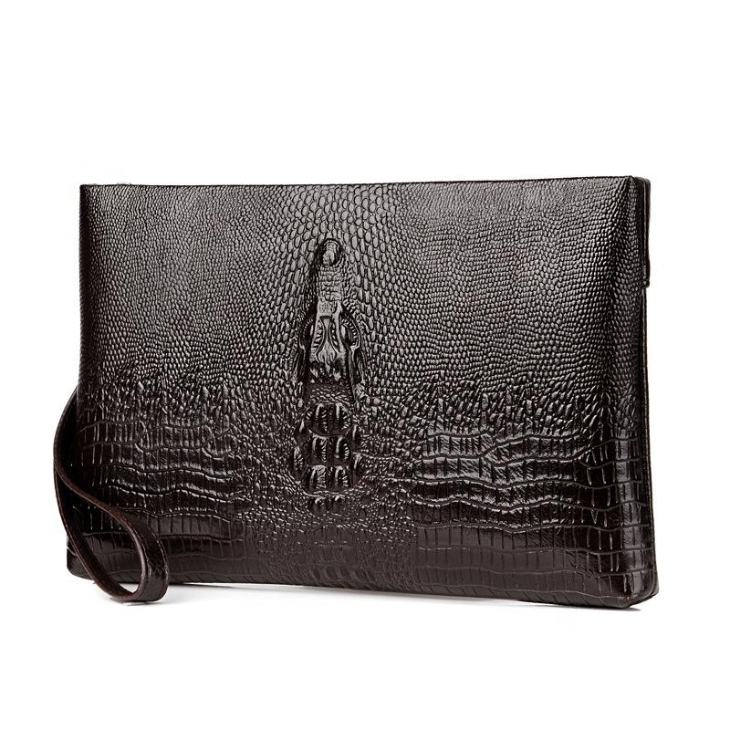 Crocodile Pattern Zipper Wristlet Bag PU Leather Men Clutch Bag Large Capacity Envelope Bag Money CellPhone Purses And Handbags