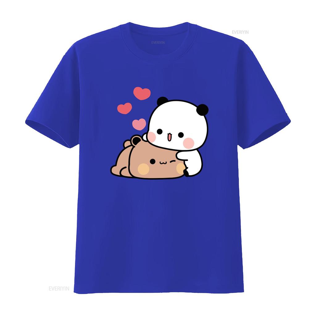 Panda Bear Hug Bubu Dudu Valentines Days T Shirt Classic vintage Washed Casual homme designer clothes streetwear