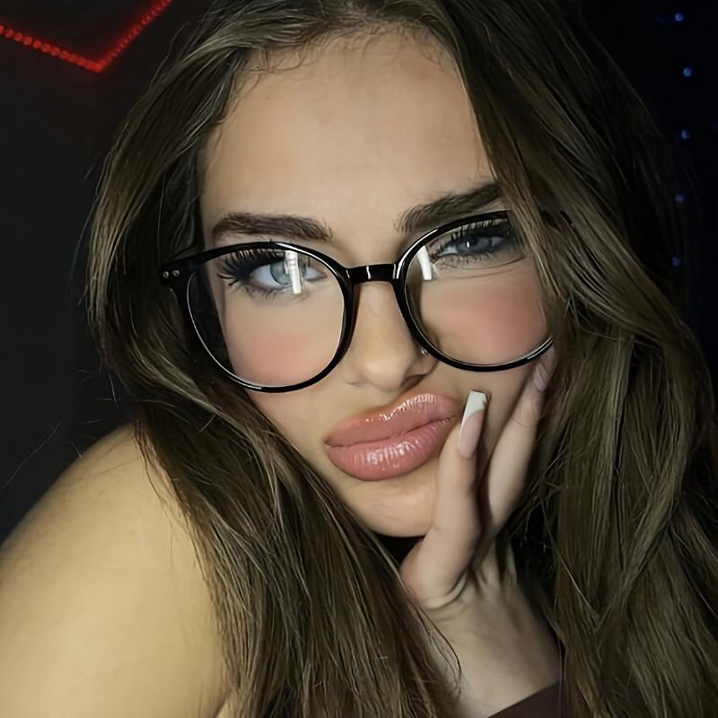 Stilvolle Damen-Oversized-Brille mit rundem Rahmen, Vintage College-Stil, perfekt für den Alltagslook und einen charmanten Auftritt