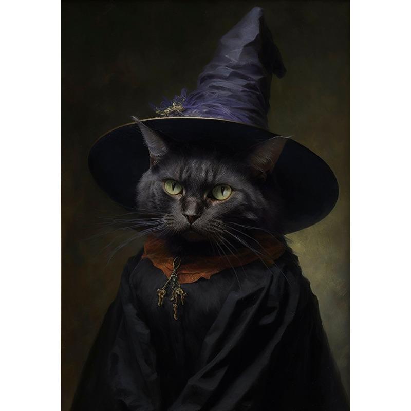 Gothic Romantic Raven Vintage Poster Victorian Animal Portrait Wolf Cat Bat Crowcanvas Painting Wall Art Living Room Home Decor