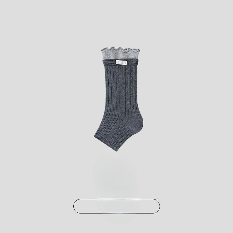 Ladies Spring and Autumn Ballets Wooden Ear Side Foot Long Cylinder Pile Cotton Socks