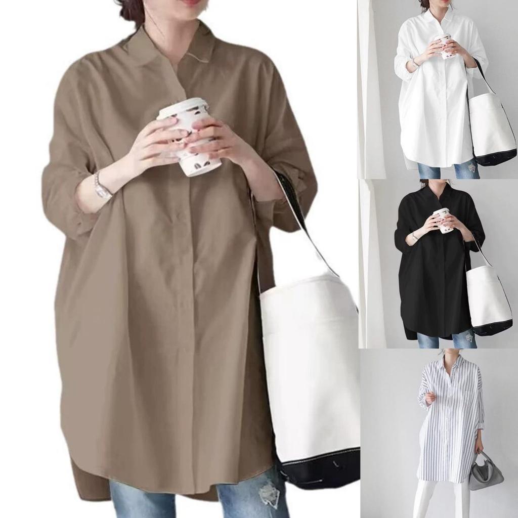 2026 Women's Loose Fit Printed V-Neck Long-Sleeved Shirt