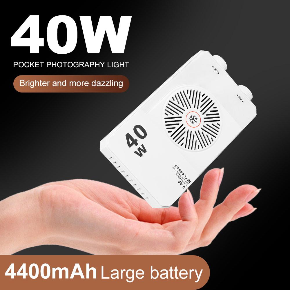 40W RGB LED Camera Light 4400mAh Battery Pocket Photography Light  Camping