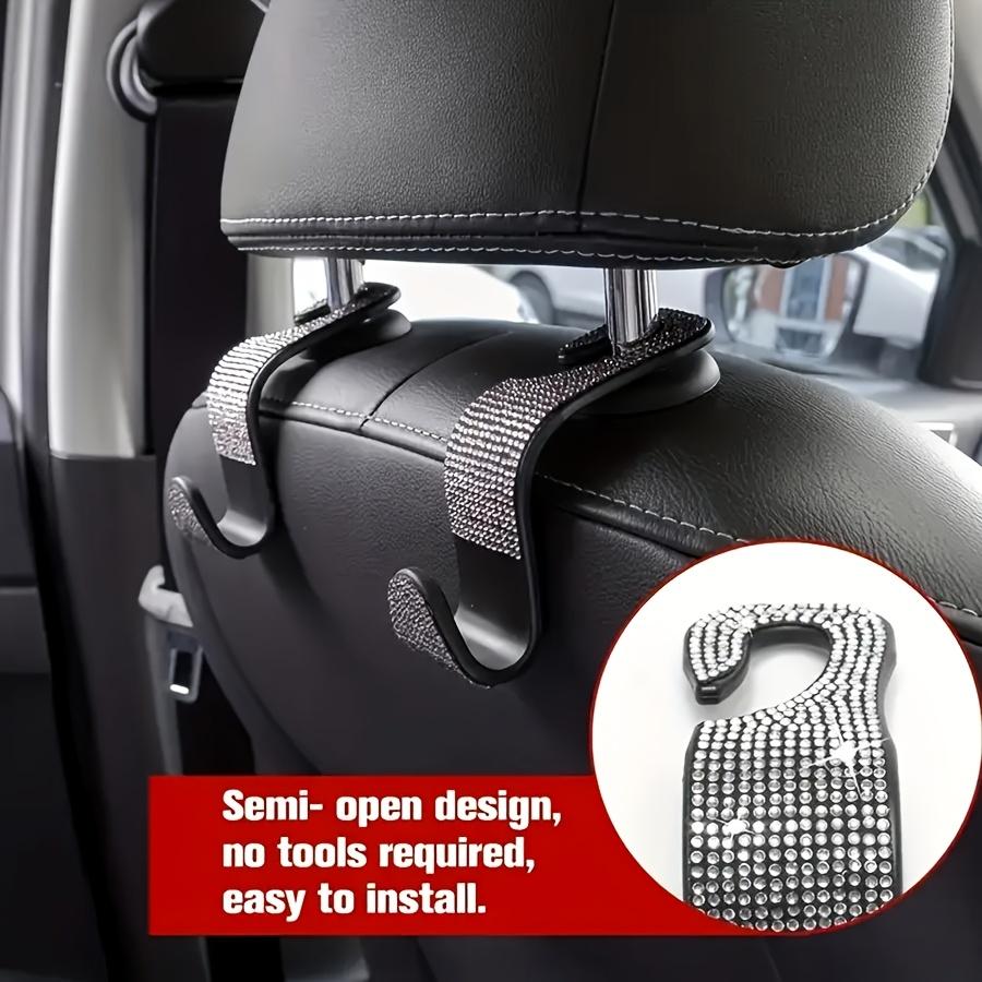Bling Car Seat Headrest Hooks - Sparkling Rhinestone Design, Durable ABS Material, Universal Fit for Handbags & Purses, Stylish Auto Accessories