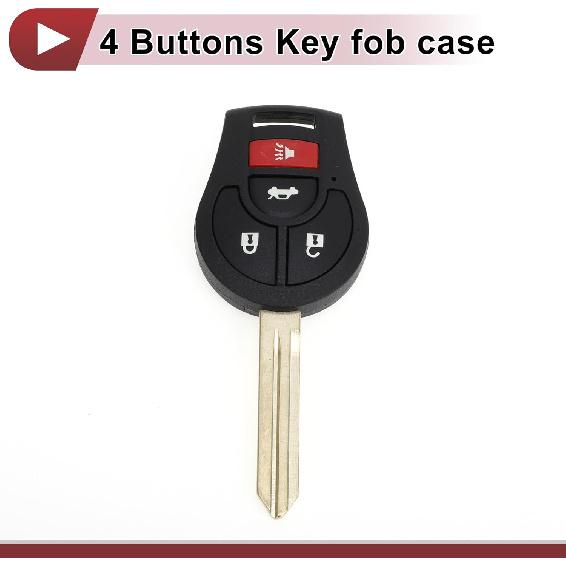4 Buttons Key Shell Case CWTWB1U75/CWTWB1U816 for Nissan Sentra 2012-2016 for Nissan Versa 2013-2015 Keyless Entry Remote Key Fob Replacement Case