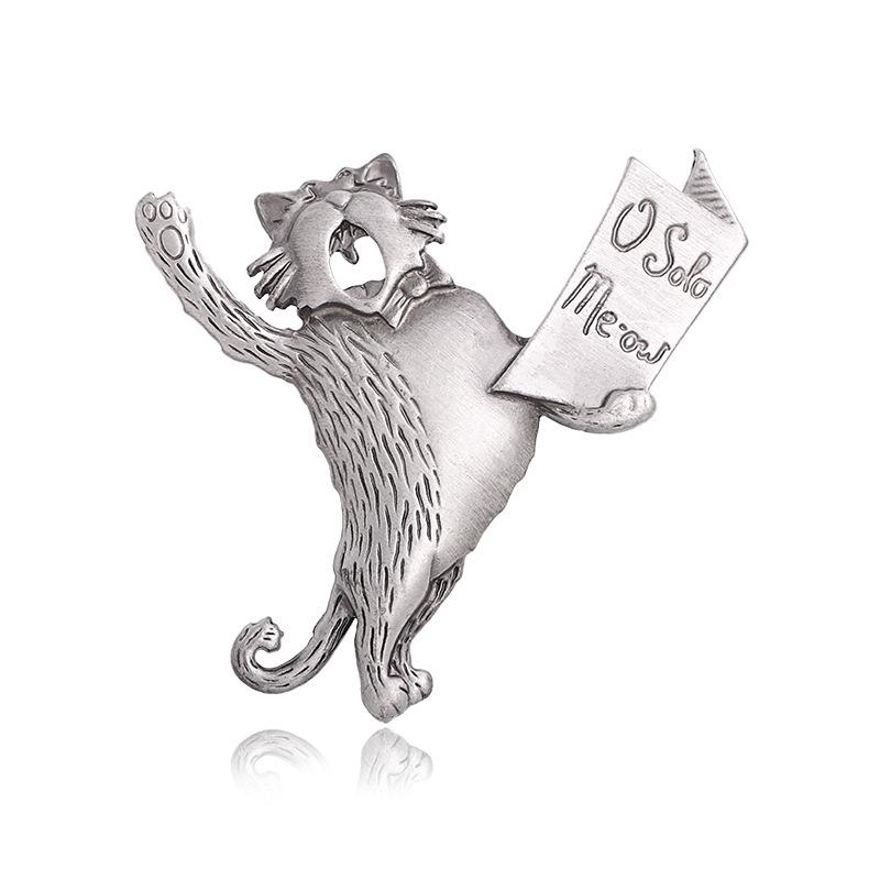 

Гальванізований сплав брошка-корсаж reading cat, ретро мультяшна тварина корсаж чоловічі аксесуари-шпильки