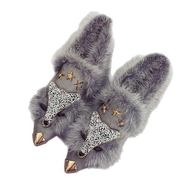 Pointed Hair Shoes Chic New Autumn Beanie Shoes Social Flat-soled with Diamond Shoes