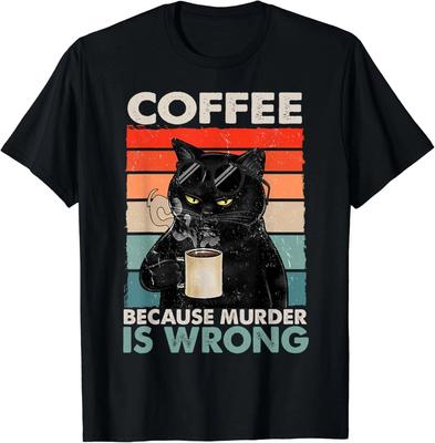 Vintage Coffee Because Murder Is Wrongs Essential Cat Lover Gift Unisex T-Shirt