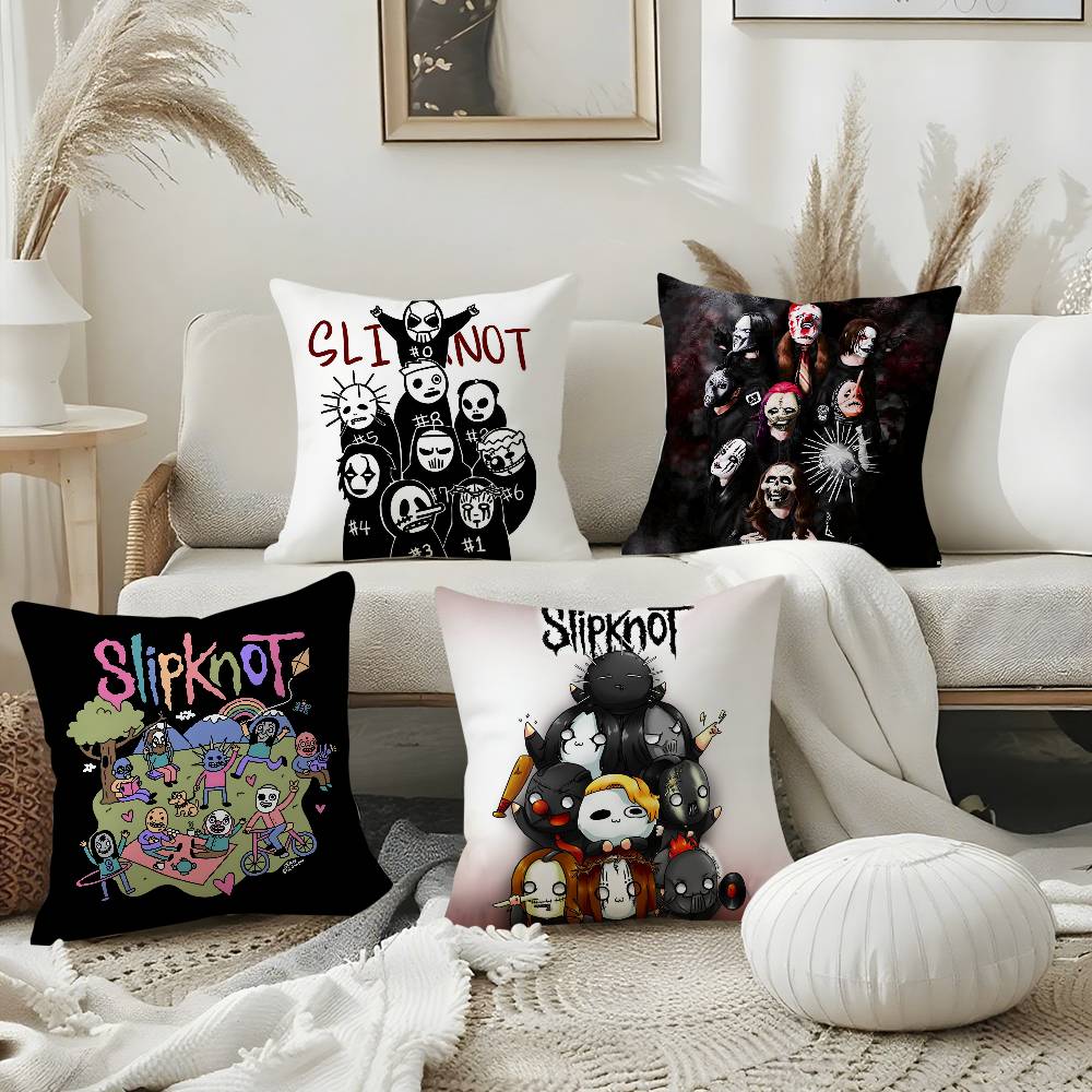 Band S-Slipknots Pillow Case Office Sofa Dorm Chair Back Short Plush Double-Sided Printing Home Cushion Cover