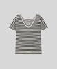 OCCUR Two-Way Cool Viscose V-Neck Short Sleeve Knit, Striped Ivory