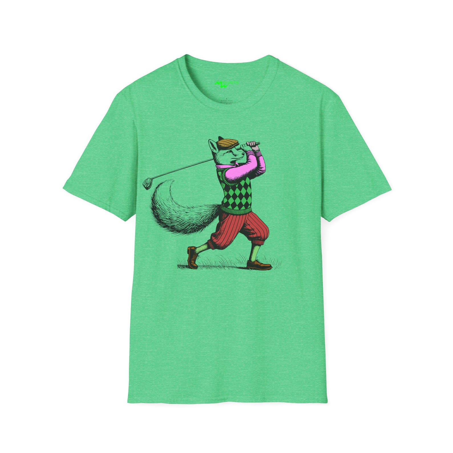Thinking Out of Tee Box, Playful Golfing Fox T-Shirt M