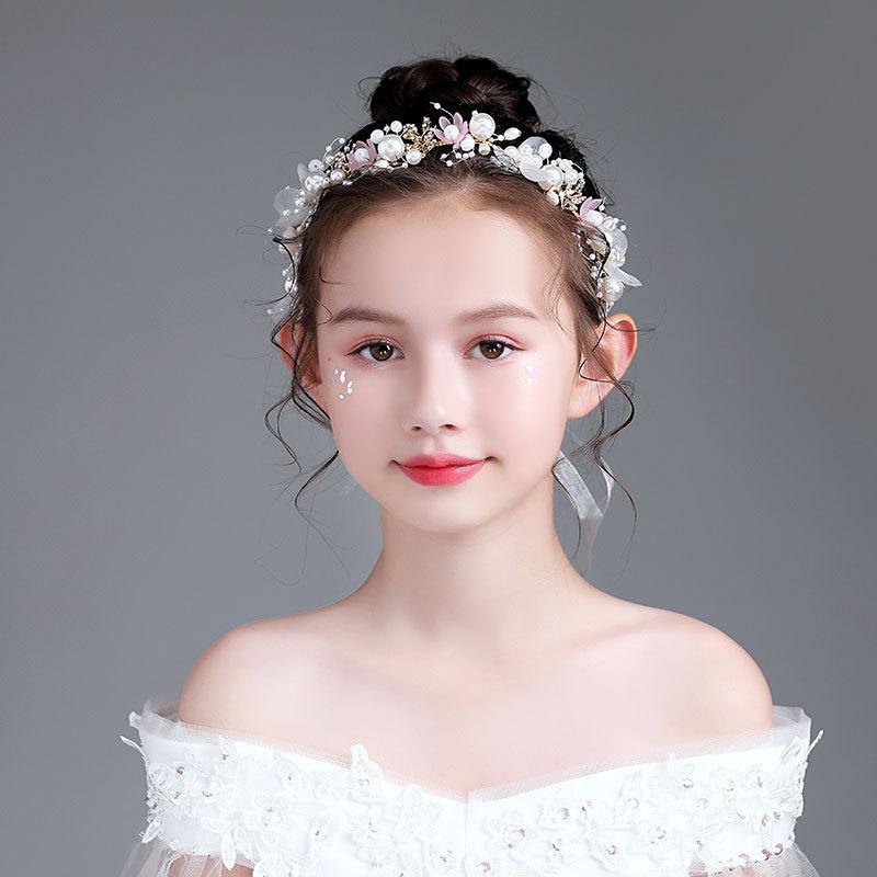 Girls' Fresh Floral Headband & Wrist Flower - Fairy Forest Style, Korean-Inspired Hair Accessories for Child's Performance or Vacation.