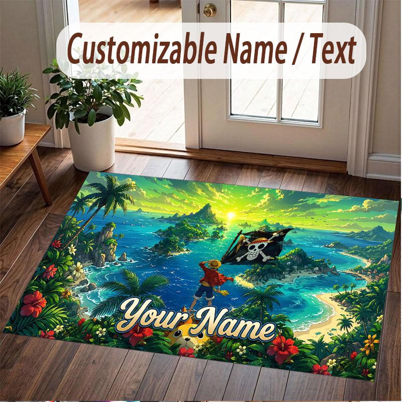 Custom Name Crystal Velvet Rug,One Piece Comfortable Anti Slip Floor Mat For Room Decoration