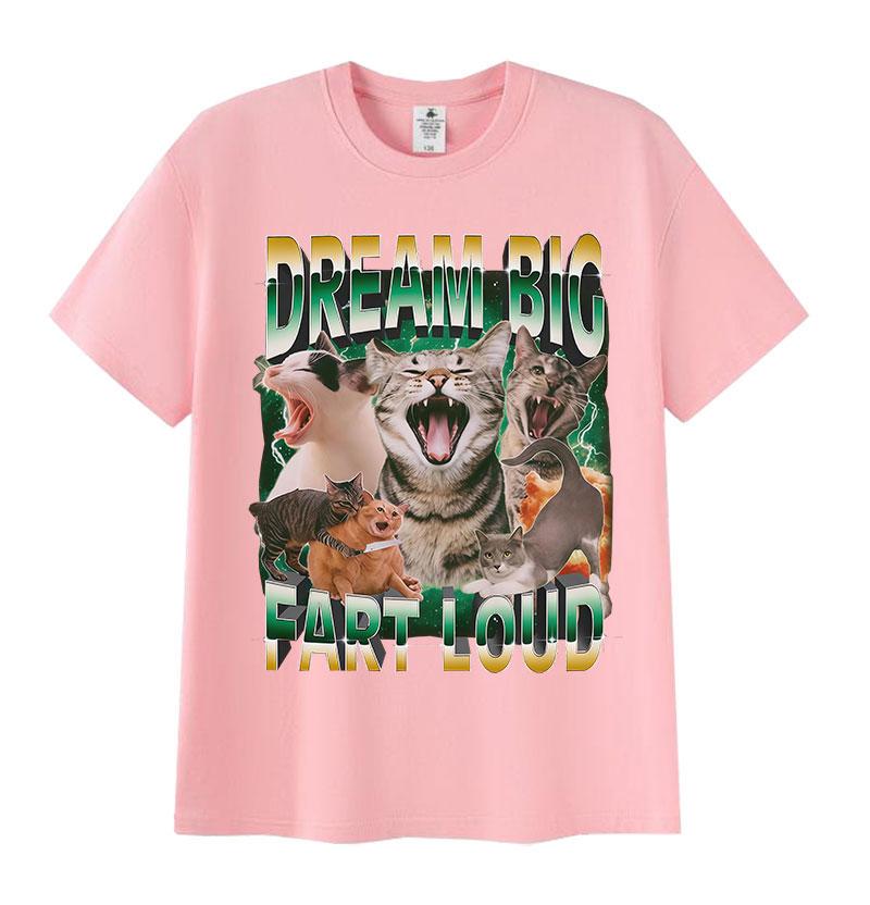 

Camiseta gráfica femenina Dream Big fart Loud funny CAT mee camiseta retro 3XL