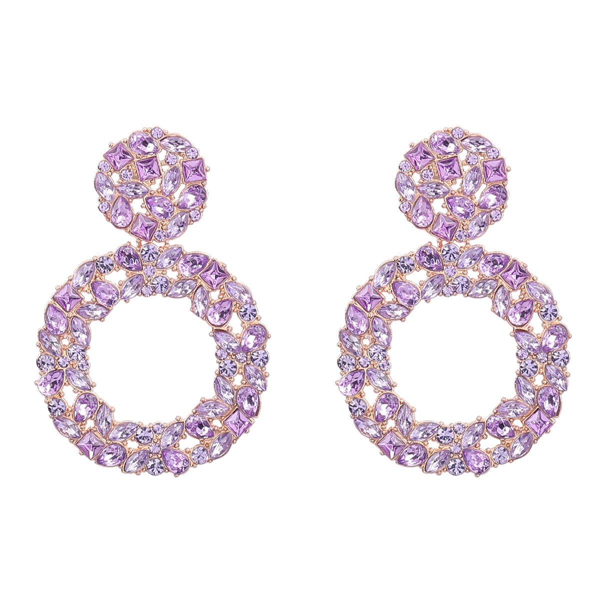 

Pinkdudu европейские американские серьги-подвески из сплава со стразами, многослойные, преувеличенные круглые серьги PD2189 фиолетовый